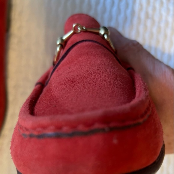 Vintage Red Suede Horsebit Loafers - Picture 3 of 6